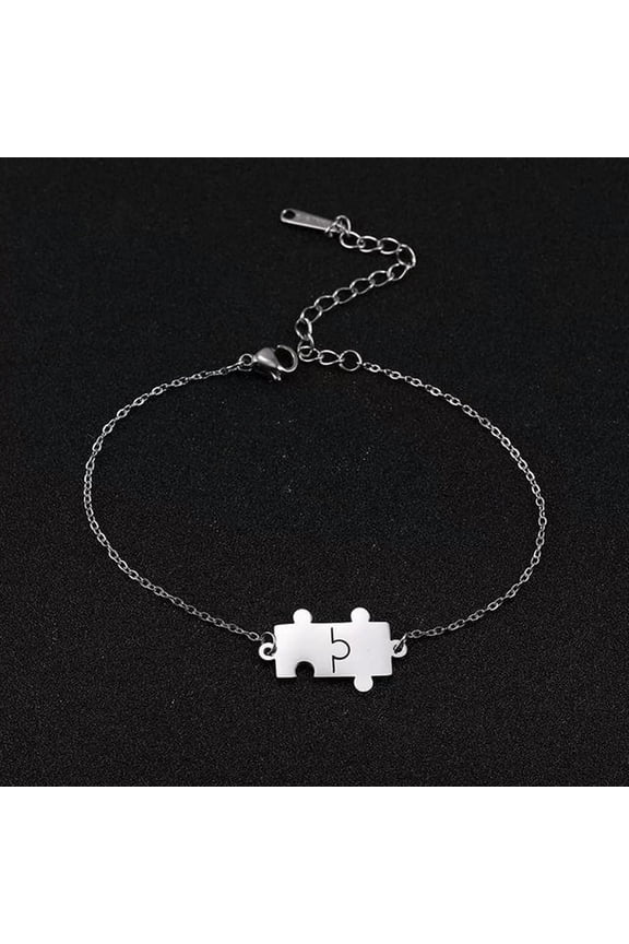 Jigsaw Puzzle Pieces Bracelet Autism Awareness Charm Bangle 7-9-inch
