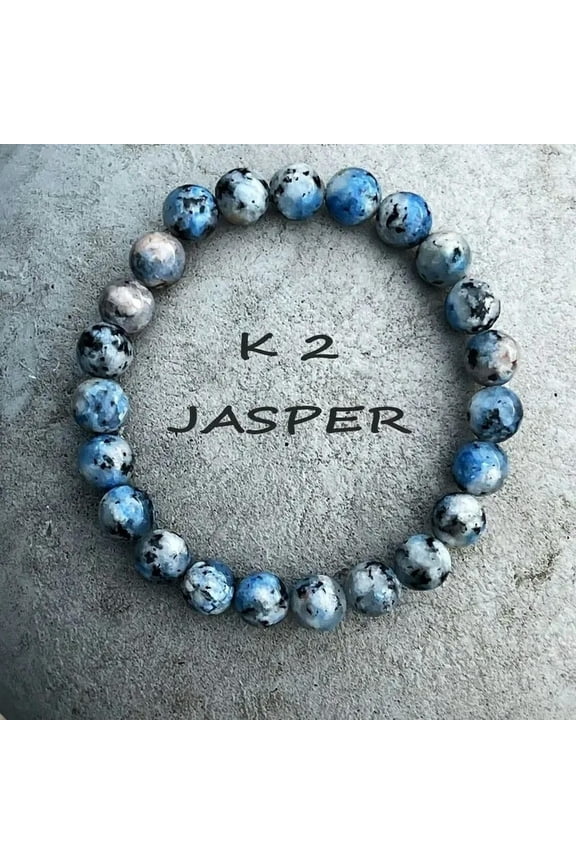 K2 Azurite Jasper Crystal 8MM Bead Healing Reiki Balance Women Men Bracelet Gift
