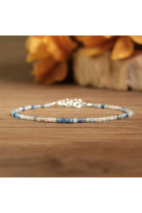 K2 Azurite Jasper Crystal Tiny 3mm Beads Gemstone Healing Calming Women Bracelet