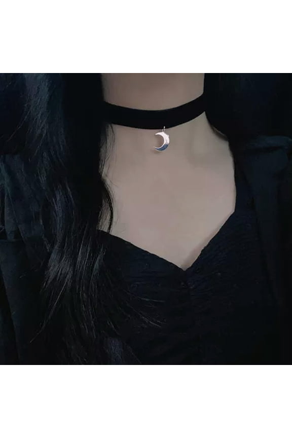 Korean Style Fashion Choker Necklace Gothic Clavicle Chain With Moon Pendant WY4-B