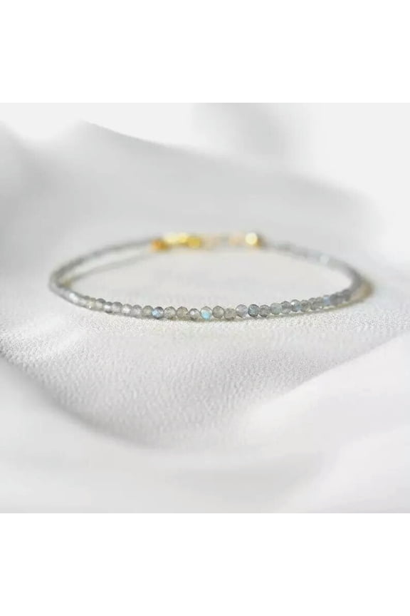 Labradorite Beaded Healing Reiki Dainty Minimalist Stackable Women Bracelet Gift