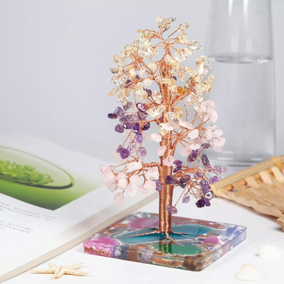 MATROOY Large 7 Chakra Crystal Gemstone Bonsai Money Tree Good Luck Prosperity FengShui