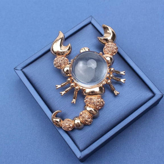 MATROOY Large Clear Resin Scorpion Brooch With Rhinestones Gold Animal Pin
