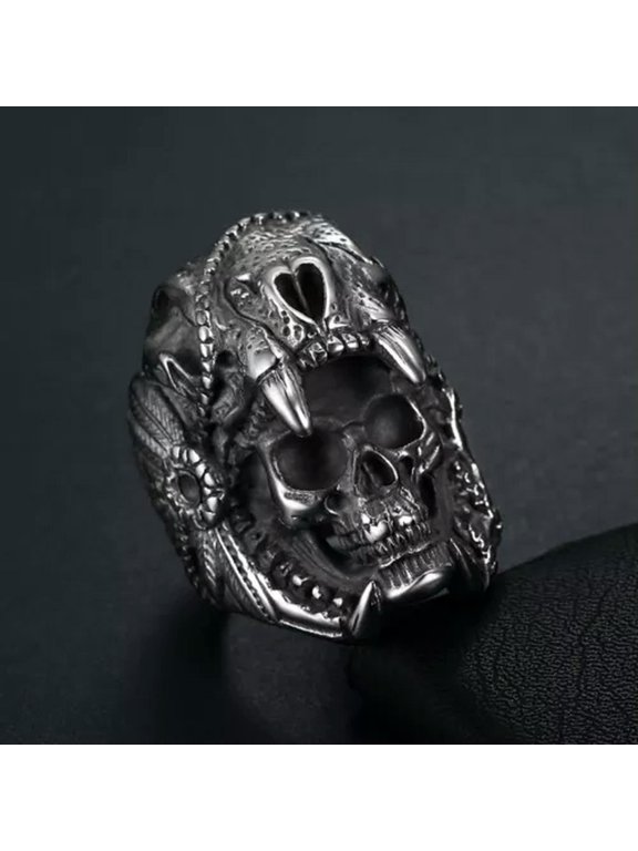 Large Mens Heavy Stainless Steel Biker Tiger Skull Ring Men Size 7-16 Gift-11