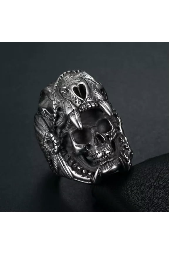 Large Mens Heavy Stainless Steel Biker Tiger Skull Ring Men Size 7-16 Gift-13