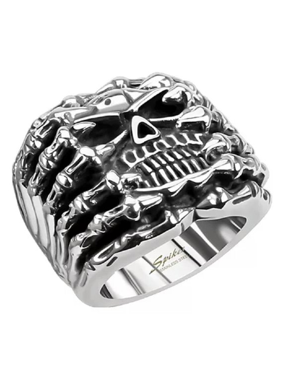 Large Skull Ring Mens Stainless Steel Skeleton Head Demon Claw Band Sizes 9-12-9