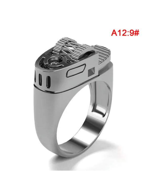 Lighter Ring for Men Women Vintage Punk Jewelry Gold/Silver Color Hip Hop Ri-Silver-9#