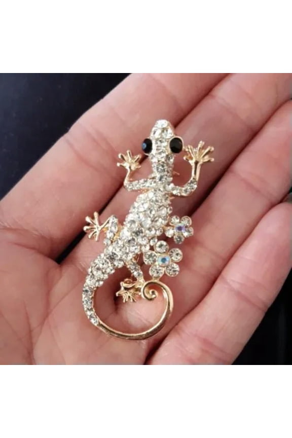 Lizard Animal Brooch Rhinestone Metal Lapel Suit Pin Fashion Jewelry Accessories