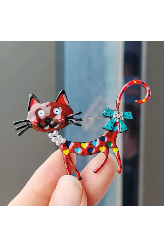 Lovely Cat Brooch 2-color Enamel Cartoon Animal Brooch Pins Fashion Cute Corsage-A1