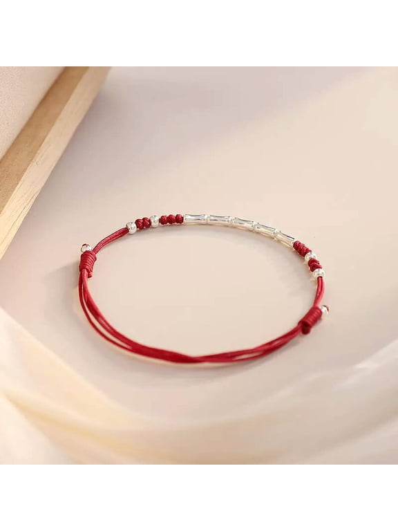 Lucky Bamboo Handmade Braided Red String Bracelet For Women Adjustable Bracelet