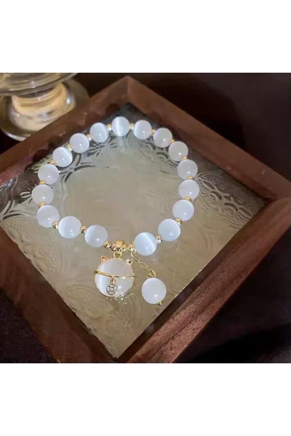 Lucky Moonstone Beads Cat Bracelet Attracting Wealth Women Fashion Jewelry Gift/-cat
