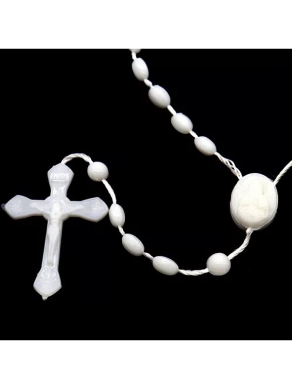 Luminous Catholic Christ Jesus Cross Plastic Rosary Necklace Souvenirs Gifts-A7