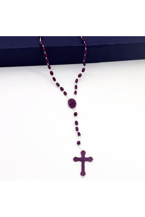 Luminous Catholic Christ Jesus Cross Plastic Rosary Necklace Souvenirs Gifts-A5
