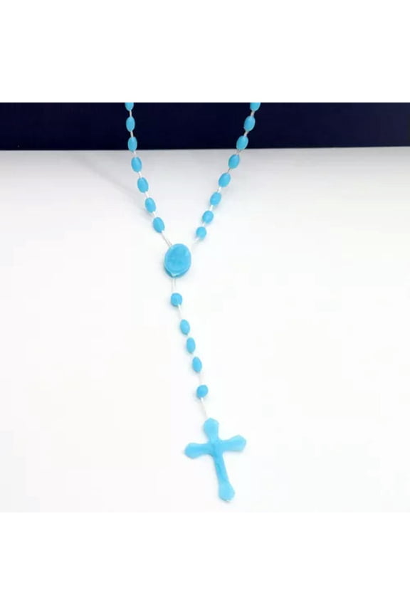 Luminous Catholic Christ Jesus Cross Plastic Rosary Necklace Souvenirs Gifts-A8