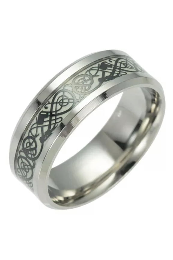 Luminous Ring Black Stainless Steel Ring Glowing Ring couple in Dark Jewelry/-black-9