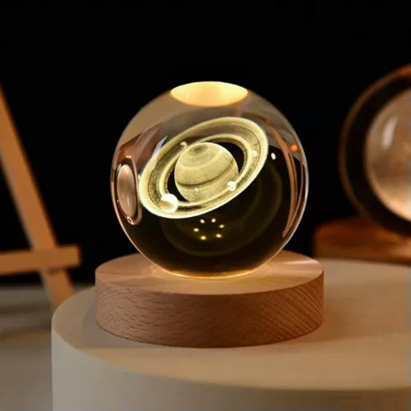 MATROOY Luminous solar system Artificial crystal Sphere Quartz Night lamp Glass Ball-1PC-8cm ball-Saturn