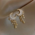 thumbnail image 1 of MATROOY Luxury Crystal Cubic Zircon Earrings Stud Dangle CZ Wedding Women Jewelry New-#26 Moon Star Tassel, 1 of 9