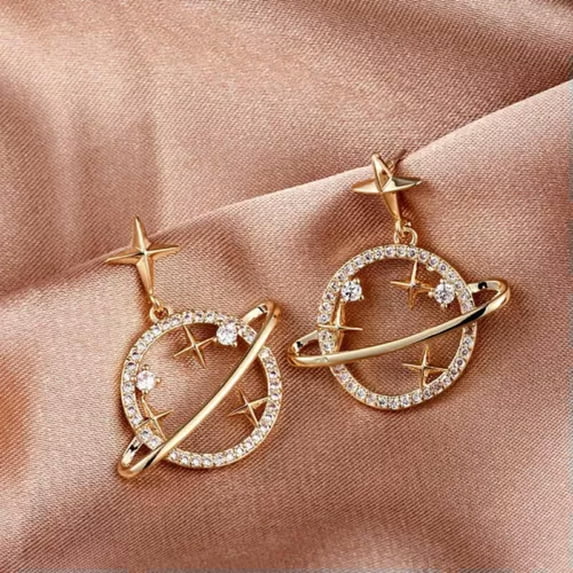 MATROOY Luxury Crystal Cubic Zircon Earrings Stud Dangle CZ Wedding Women Jewelry New-#29 Planet Star