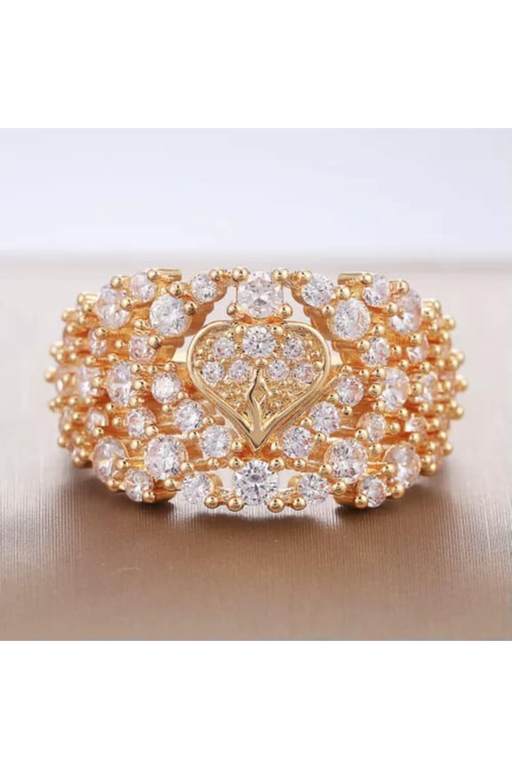 Luxury Women Jewelry 925 Silver Filled,Gold Ring Cubic Zircon Rings Gift Sz 6-10-9-Rose Gold