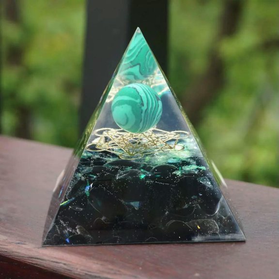MATROOY Malachite Orgonite Pyramid EMF Protection Crystal Healing Energy Orgone Gift