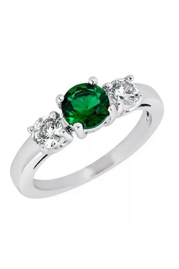 May Birthstone Ring Green Cubic Zirconia Engagement Handfasting Band Sizes 3-10-9
