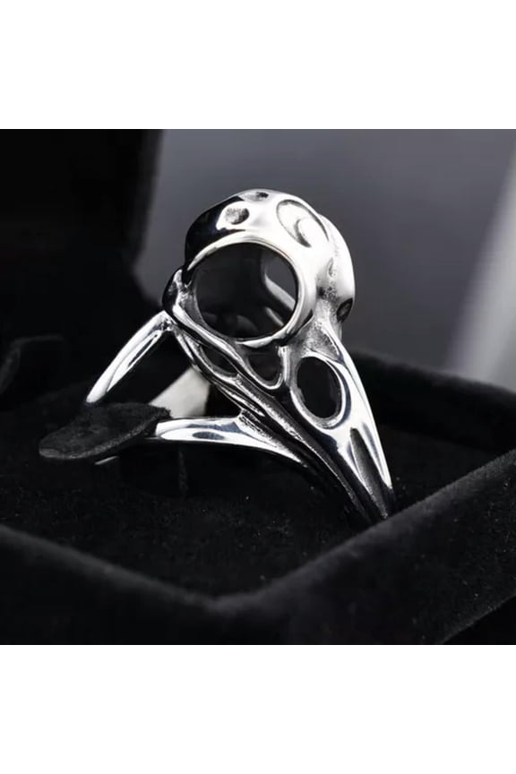 Men Fashion Bird Skull Biker Ring Viking Gothic Punk Jewelry Stainless Steel-8
