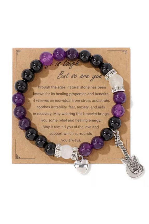 Men Natural Stone Bead Handmade Tiger Eye Stone Bracelet Adjustable Women Men-#2