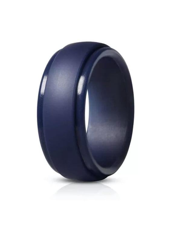 Men Silicone Rings Women Wedding Rubber Band Hypoallergenic Flexible Finger Ring-dark blue#1-11
