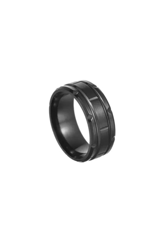 Men Stainless Steel Ring Band Fashion Jewelry Circle Titanium Ring Finger Ring ➳-black-8