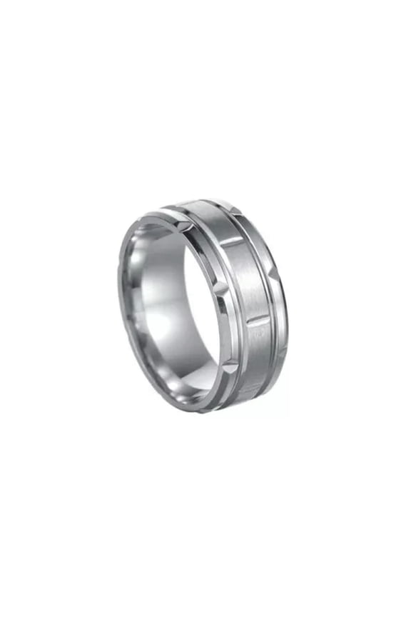 Men Stainless Steel Ring Band Fashion Jewelry Circle Titanium Ring Finger Ring ➳-silver-11