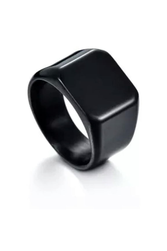 Men Stainless Steel Square Signet Ring Pinky Thumb Rings Dad Father Jewelry Gift-black-12
