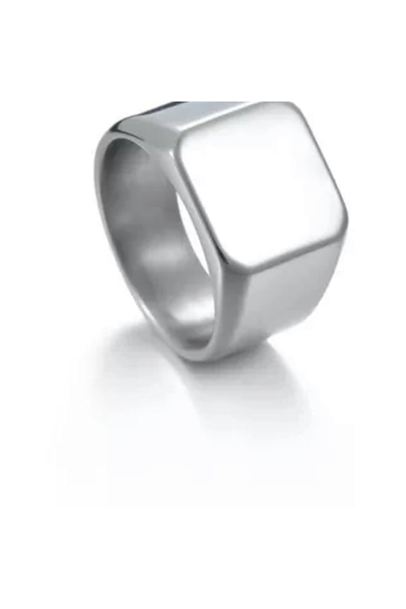 Men Stainless Steel Square Signet Ring Pinky Thumb Rings Dad Father Jewelry Gift-silver-12