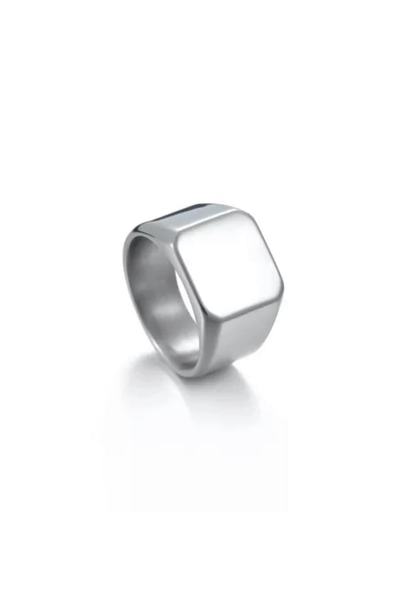 Men Stainless Steel Square Signet Ring Pinky Thumb Rings Dad Father Jewelry Gift-silver-6