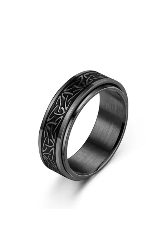 Men Titanium Stainless Ring Rotating Finger Rings Spinner Anti-anxiety Rings-black-12