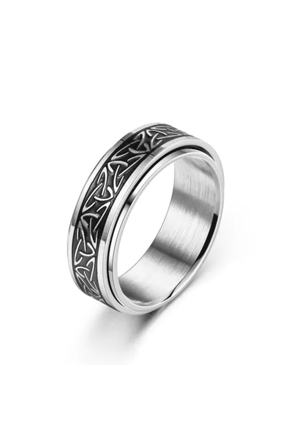 Men Titanium Stainless Ring Rotating Finger Rings Spinner Anti-anxiety Rings-silver-8