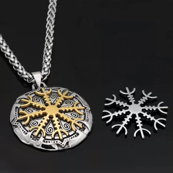 MATROOY Men' Viking Compass Necklace Chain, Charm, Pendant Compass Stainless Steel 51-80