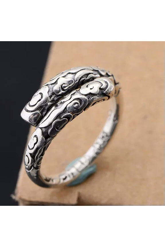 Men Women S990 Sterling Silver Rings Unique Cloud Lucky Open Ring US 6-10 -Adjustable