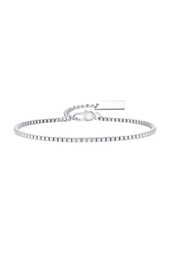 Men's 2Pcs Square Snake Chain Bracelet Box Chain American Punk Fashion Jewelry-Silver (1pc Box Chain )