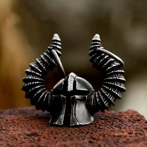 MATROOY Men's Baphomet Satanic Horns Helmet Pendant Stainless Steel Necklace Chain 24"
