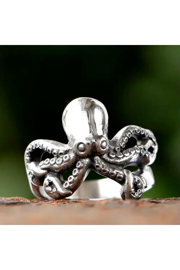 Men's COOL Octopus Ring Stainless Steel Vintage Tentacle Rings Punk Biker Ring-8