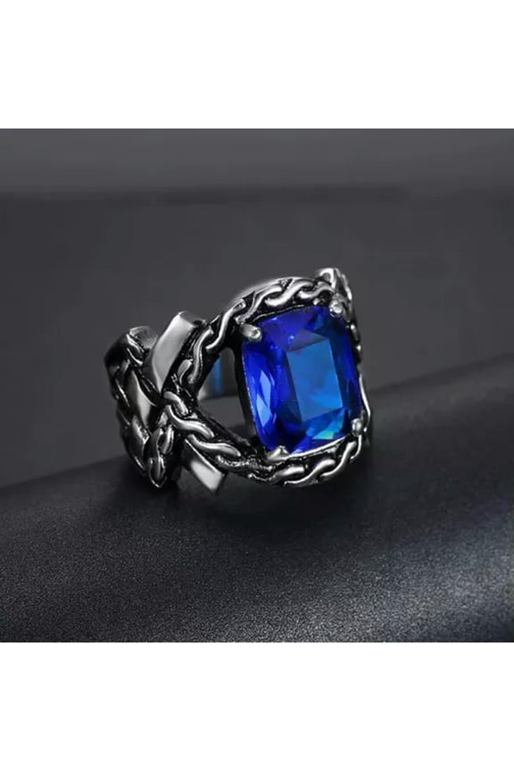 Men's Classic Cross Knot Stainless Steel CZ Vintage Rock Punk Hip-hop Ring 7-15-8-Bule