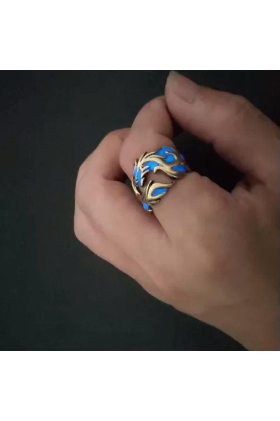 Men's Fashion Dragon Ring Dragon Pattern Luminous Opening Adjustable Finger Ring-A7