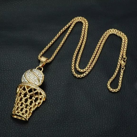MATROOY Men's Pendant Chain Basketball Hoop Necklace Charm Design Jewelry Hip Hop Style