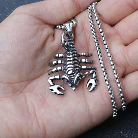 MATROOY Men's Punk Titanium Steel Pendant Small Scorpion Hip Hop Couple Necklace