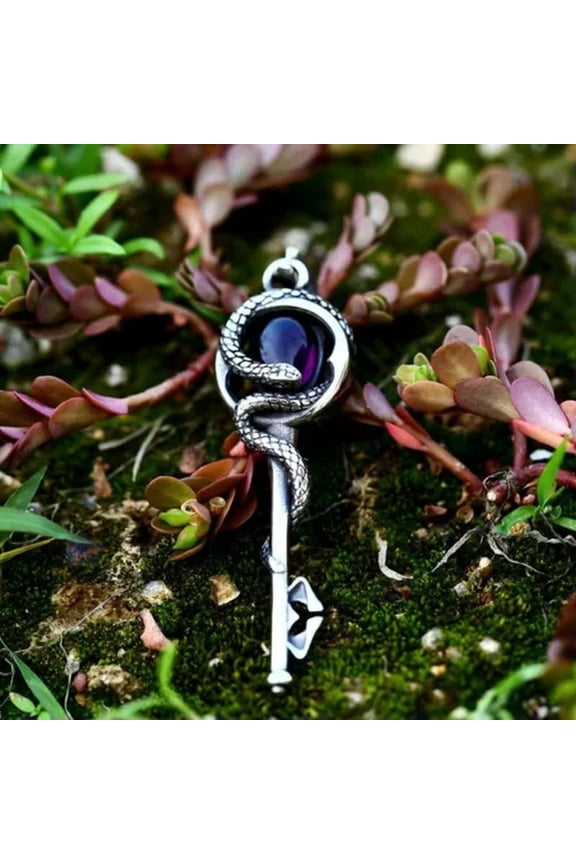 Men's Silver Viking Wolf / Skull / Jesus Cross Pendant Necklace Stainless Steel-Style 8: Key