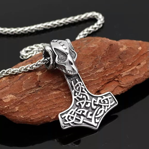 MATROOY Men's Skull & Thor Necklace Chain, Charm, Pendant Skull Titanium Steel 51-80cm