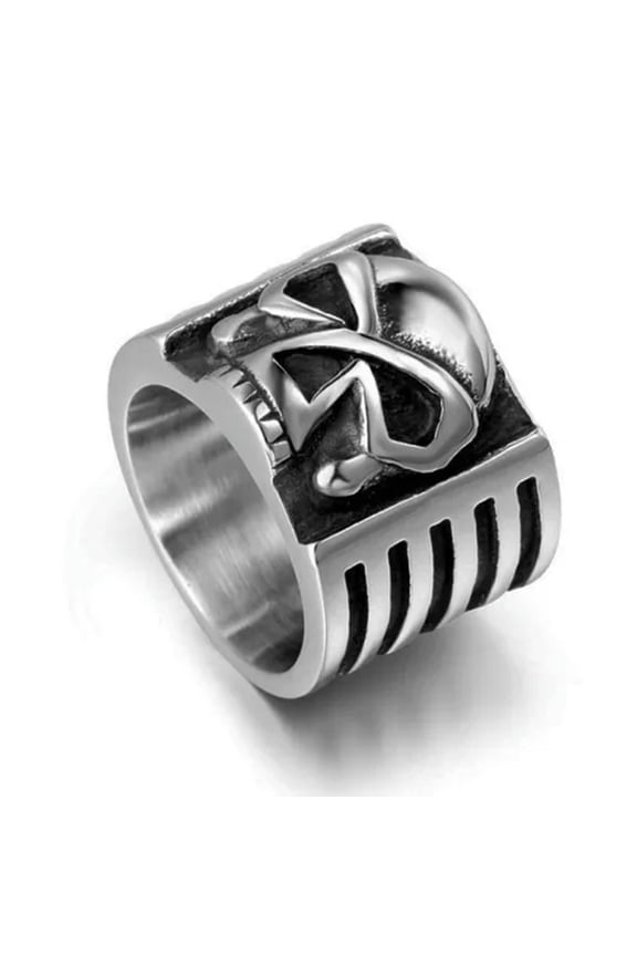 Men's Stainless Steel Ghost Skull Wide Punk Gothic Ring Punk Hip Hop Jewelry-13
