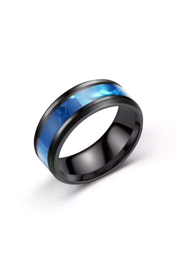 Men's Stainless Steel Rings Couple Rings Wide Band Shell Ring Finger Ring 8mm ➳-blue-9