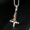 thumbnail image 1 of MATROOY Men's Stainless Steel Upside Down Cross Necklace for Men Inverted Pendant Chain-B, 1 of 9