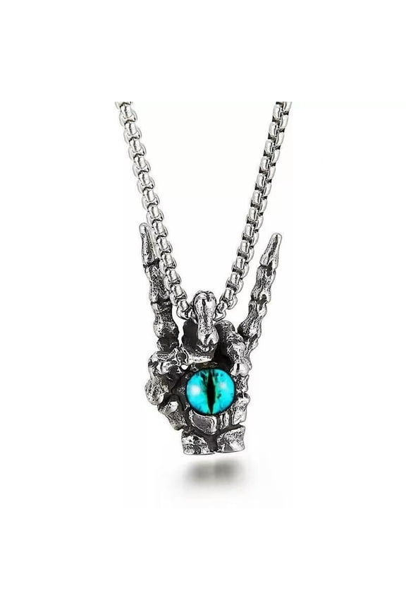 Men's Women's Rock on Hand Skull Pendant Necklace Punk Jewelry Box Chain 24"